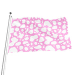 White And Pink Cow Print Flag
