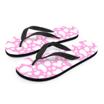White And Pink Cow Print Flip Flops