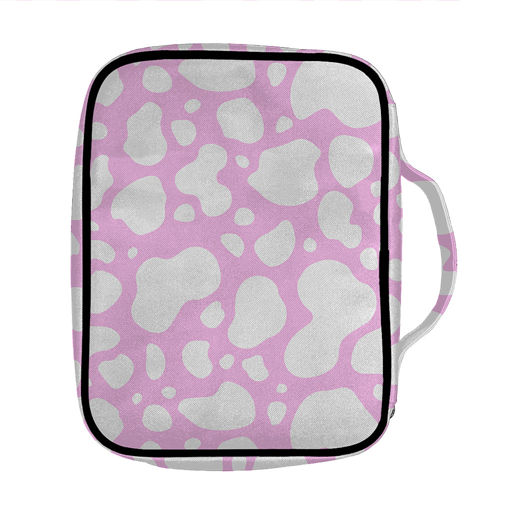 White And Pink Cow Print Front Pocket Bible Bag