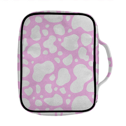 White And Pink Cow Print Front Pocket Bible Bag