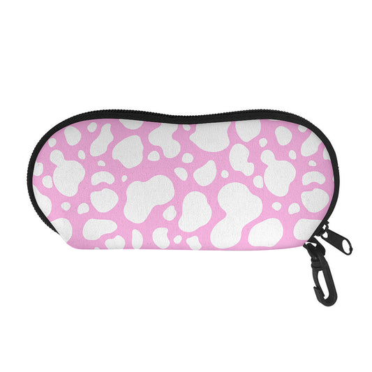 White And Pink Cow Print Glasses Case