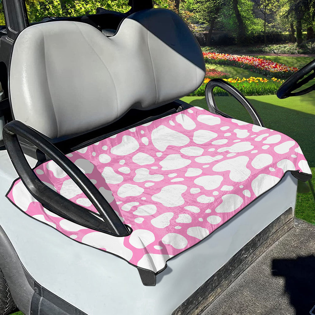 White And Pink Cow Print Golf Cart Seat Cover