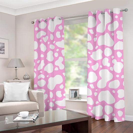 White And Pink Cow Print Grommet Curtains