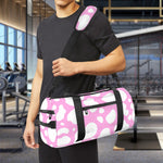 White And Pink Cow Print Gym Bag