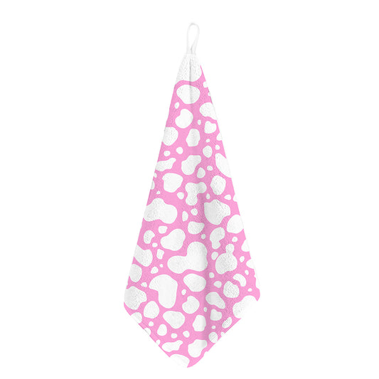 White And Pink Cow Print Hand Towel