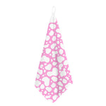 White And Pink Cow Print Hand Towel