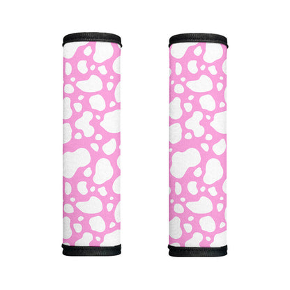 White And Pink Cow Print Handle Covers