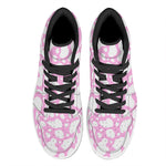 White And Pink Cow Print High Top Leather Sneakers