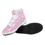 White And Pink Cow Print High Top Leather Sneakers