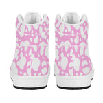 White And Pink Cow Print High Top Leather Sneakers