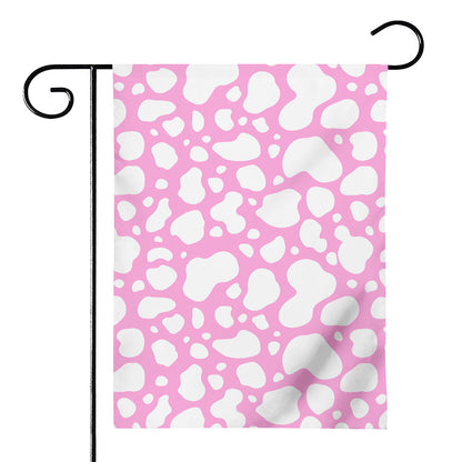 White And Pink Cow Print House Flag