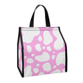 White And Pink Cow Print Insulated Lunch Tote