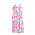 White And Pink Cow Print Jersey Midi Cami Dress