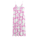 White And Pink Cow Print Jersey Midi Cami Dress