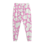 White And Pink Cow Print Jogger Pants