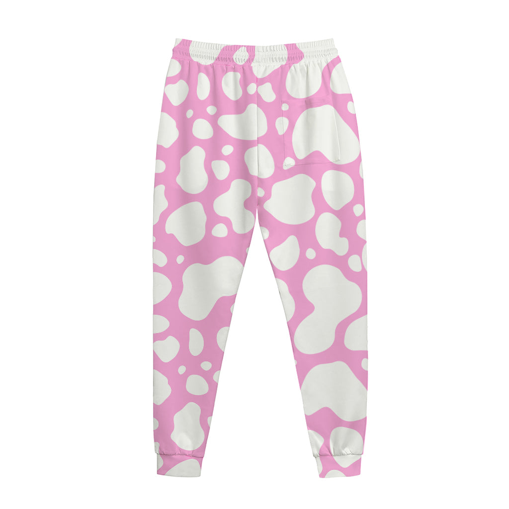 White And Pink Cow Print Jogger Pants