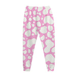White And Pink Cow Print Jogger Pants