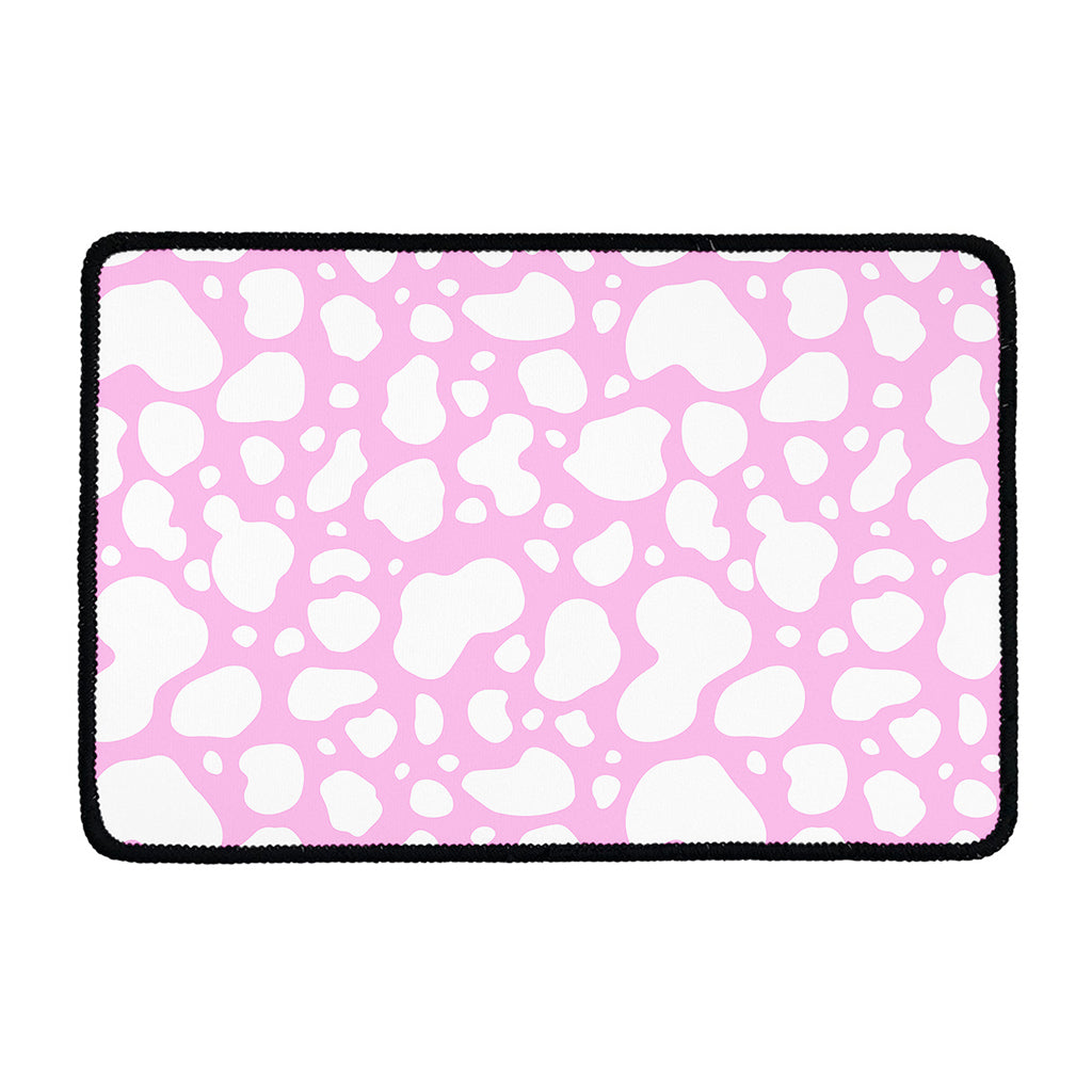 White And Pink Cow Print Kitchen Mat