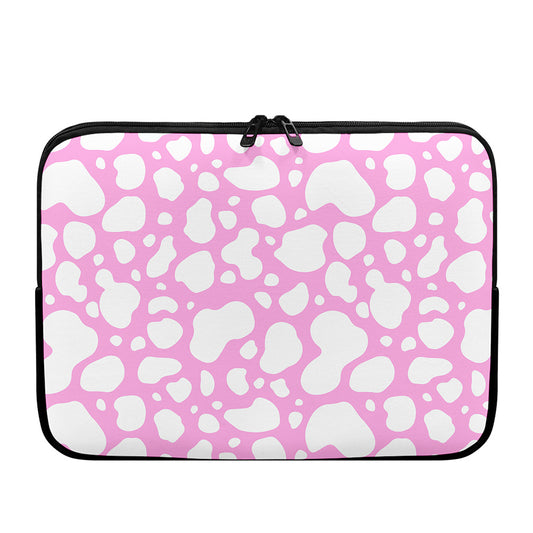 White And Pink Cow Print Laptop Sleeve