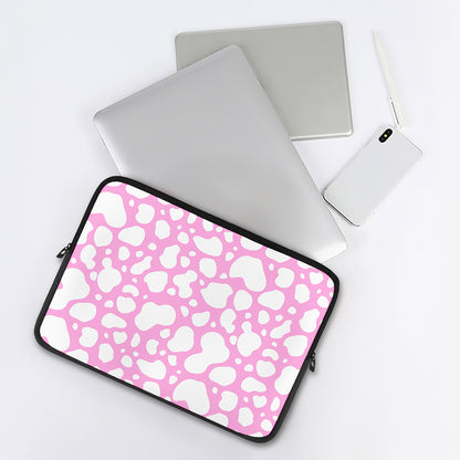 White And Pink Cow Print Laptop Sleeve