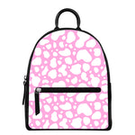 White And Pink Cow Print Leather Backpack