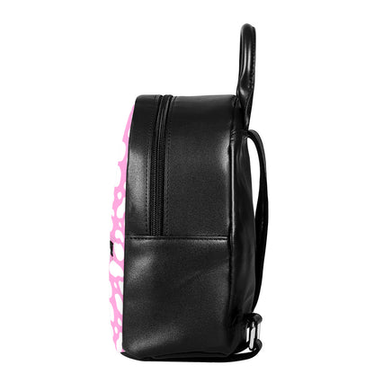 White And Pink Cow Print Leather Backpack