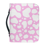 White And Pink Cow Print Leather Bible Cover