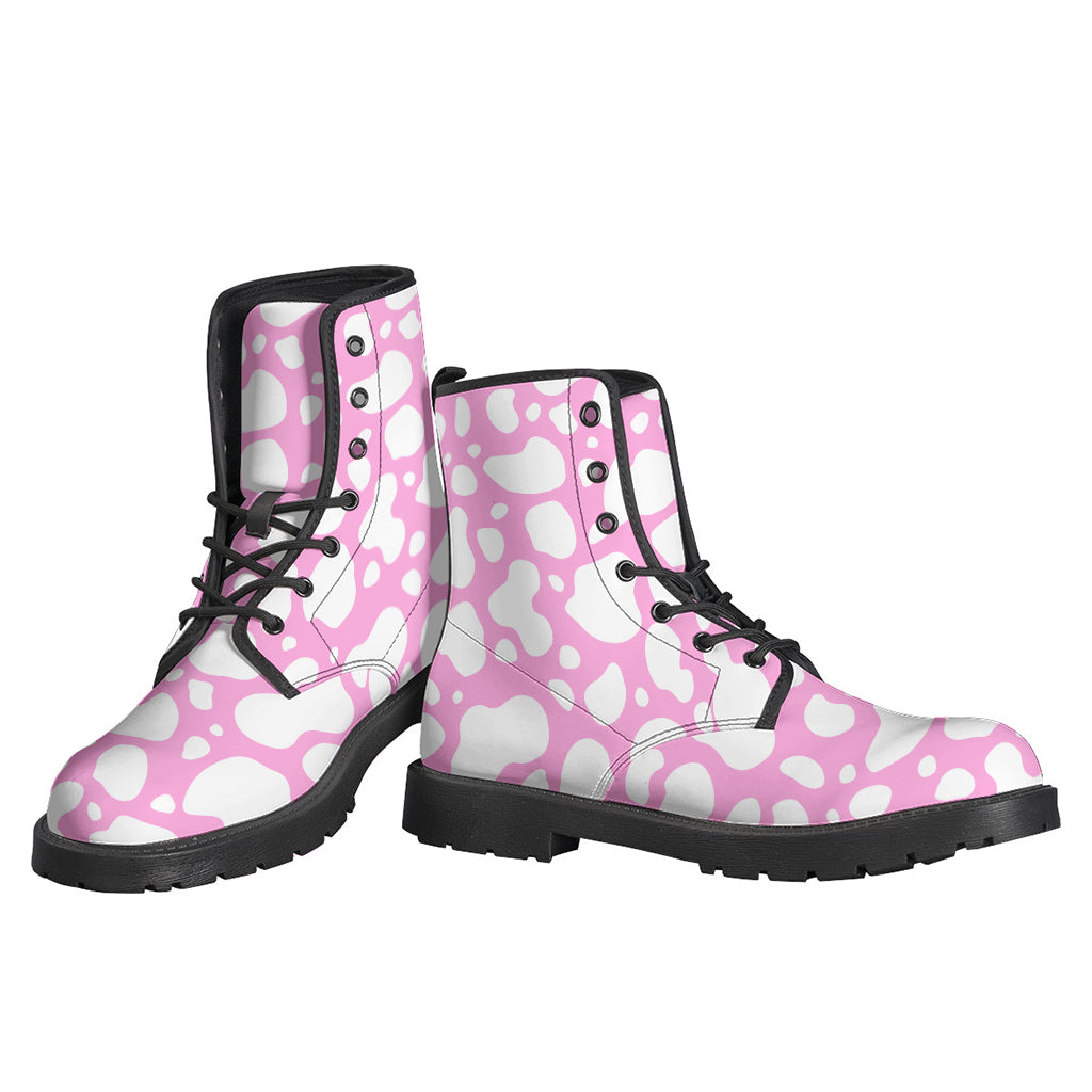 White And Pink Cow Print Backpack