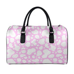 White And Pink Cow Print Leather Duffle Bag