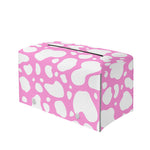 White And Pink Cow Print Leather Tissue Box Cover