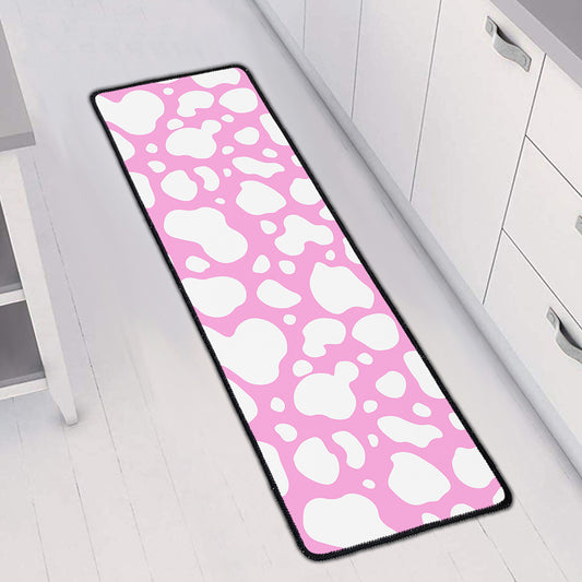 White And Pink Cow Print Long Kitchen Mat