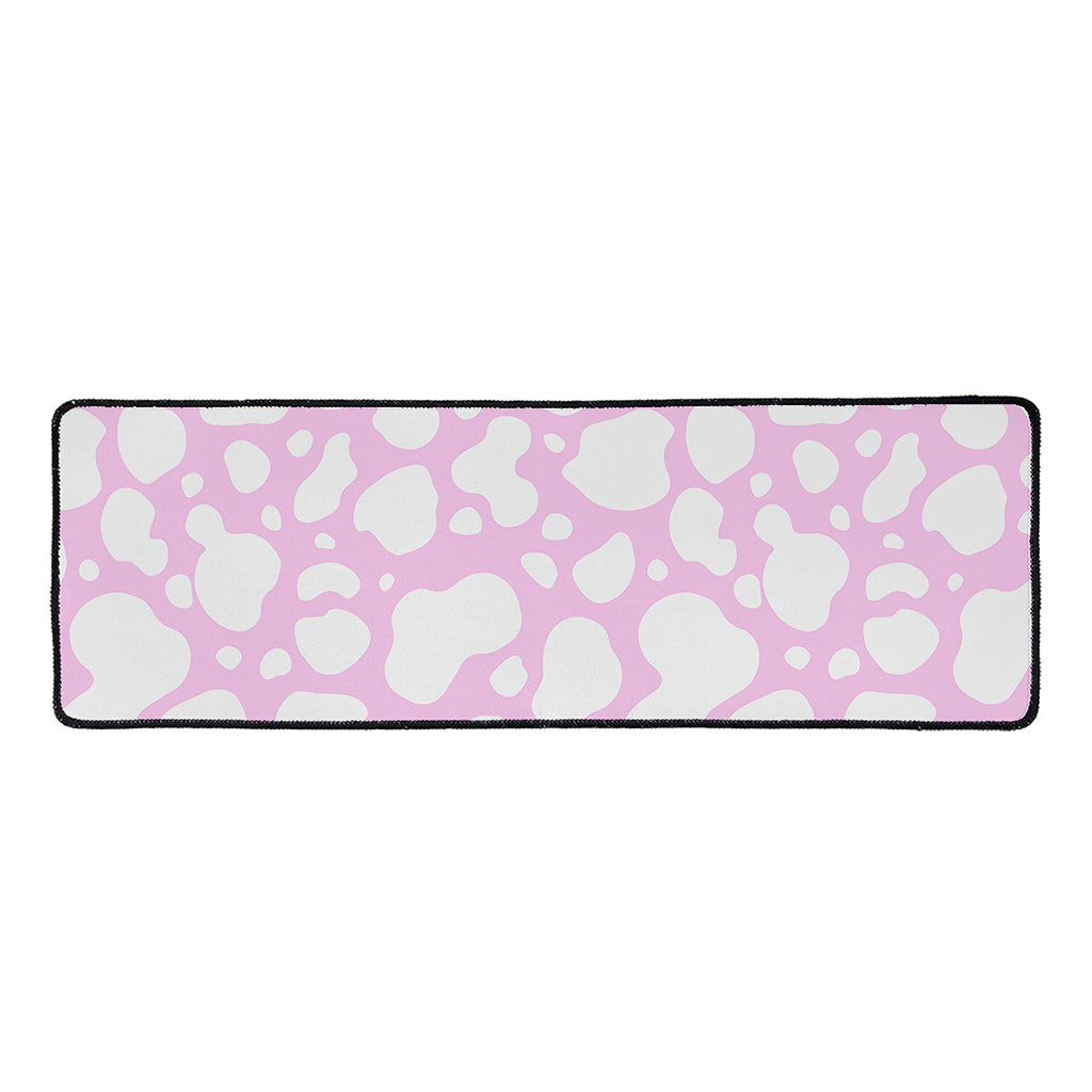 White And Pink Cow Print Long Kitchen Mat