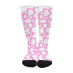 White And Pink Cow Print Long Socks