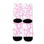 White And Pink Cow Print Long Socks