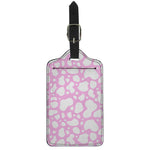 White And Pink Cow Print Luggage Tag