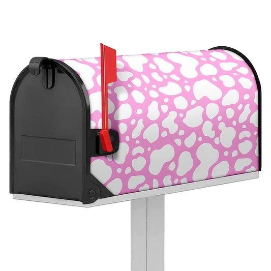 White And Pink Cow Print Mailbox Cover