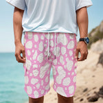 White And Pink Cow Print Men's Cargo Shorts