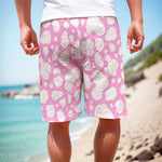 White And Pink Cow Print Men's Cargo Shorts