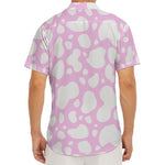 White And Pink Cow Print Men's Deep V-Neck Shirt