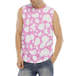 White And Pink Cow Print Men's Fitness Tank Top