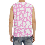 White And Pink Cow Print Men's Fitness Tank Top
