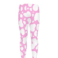 White And Pink Cow Print Men's Leggings