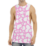 White And Pink Cow Print Men's Muscle Tank Top