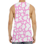 White And Pink Cow Print Men's Muscle Tank Top