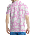 White And Pink Cow Print Men's Polo Shirt