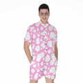 White And Pink Cow Print Men's Romper