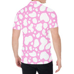 White And Pink Cow Print Men's Shirt