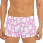 White And Pink Cow Print Men's Short Boxer Briefs