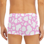 White And Pink Cow Print Men's Short Boxer Briefs