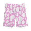 White And Pink Cow Print Men's Athletic Shorts